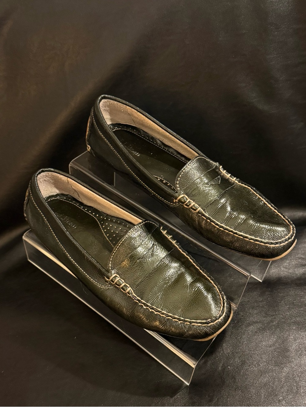 L.L. Bean Classic Patent Leather Penny Loafers  Dark Forest Green Size 9-1/2M